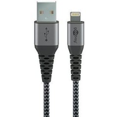 Goobay 2m Braided Lightning Cable MFi - Durable, Fast Charging & Stylish Design